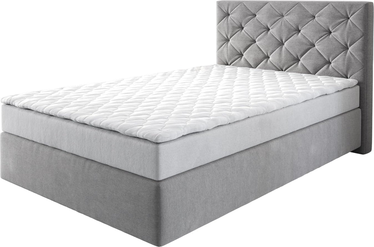 DELIFE Boxspringbett, 120x200 cm, Grau, Dream-Great Mikrofaser mit Matratze und Topper
