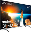 Cecotec Fernseher, 10 W, Schwarz, Smart TV, TV QLED 50' Smart TV V1 Series VQU10050S. 4K UHD, Android 11, Rahmenloses Design
