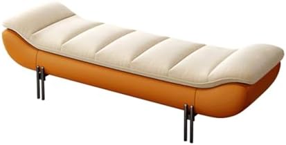 Gepolsterte Aufbewahrungsbank, Grau, Bank mit Leder-Finish für Schlafzimmer, Eingangsbereich und Wohnzimmer