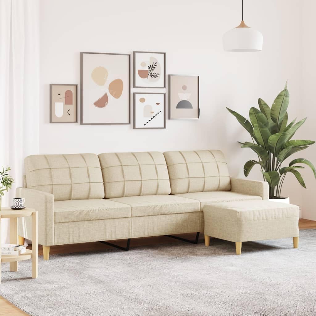 Sofa Ccslina, 210 cm, Stoff (100% Polyester), Metall, Sperrholz, Textilene, Creme