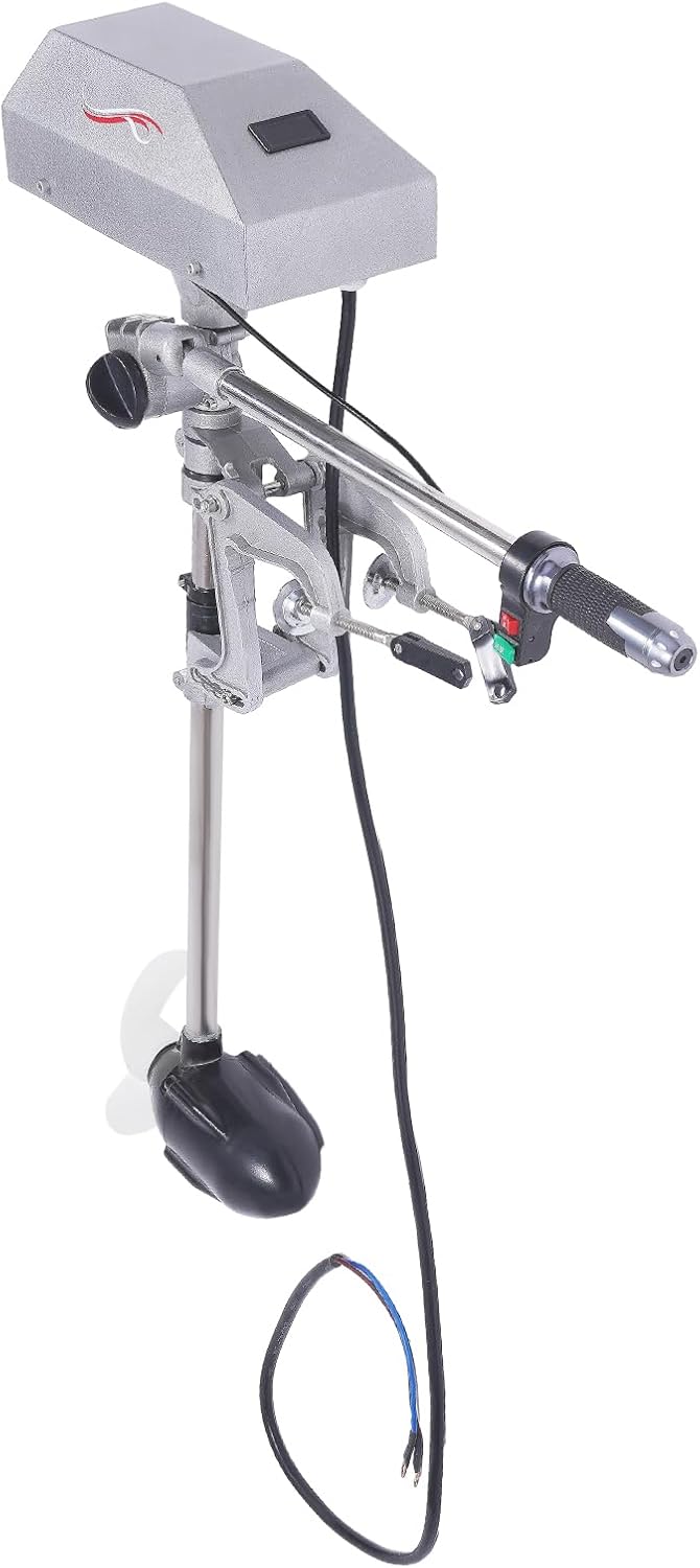 Queeucaer Außenborder, 1500w, 24 V, Silber/Schwarz, Elektrischer Außenbordmotor, Elektrischer Unterwasser-Außenbordmotor