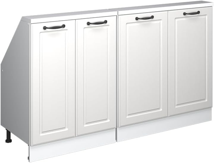 Vicco Aufbewahrungsschränke, Grau, Dachschrägenschrank-Set Rion, Weiß Landhaus/Weiß