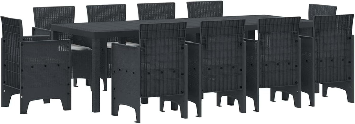 Gartenmöbel-Set Owoxanthellate, 220 x 100 cm, Anthrazit, Gartenmöbel Set 11tlg Polypropylen Tisch & 10 Stühle