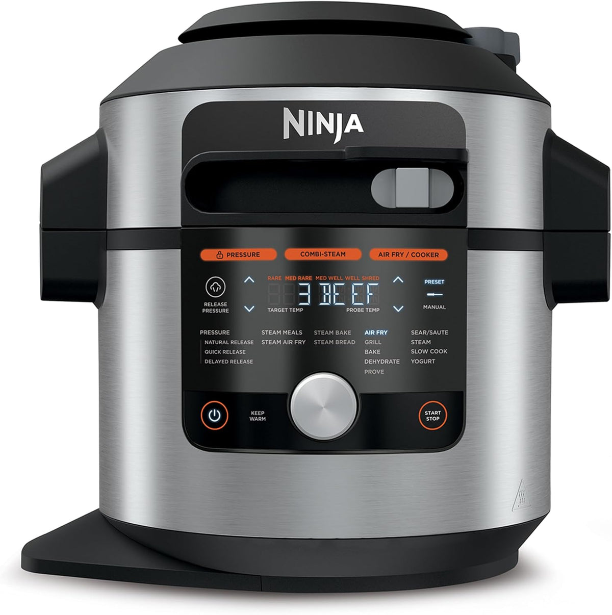 Ninja Heissluftfritteuse, 7,5 L, Schwarz/Silber, Foodi MAX Multikocher mit Smart Deckel, 14-in-1 Multicooker, Pressure Cooker Schnellkochtopf
