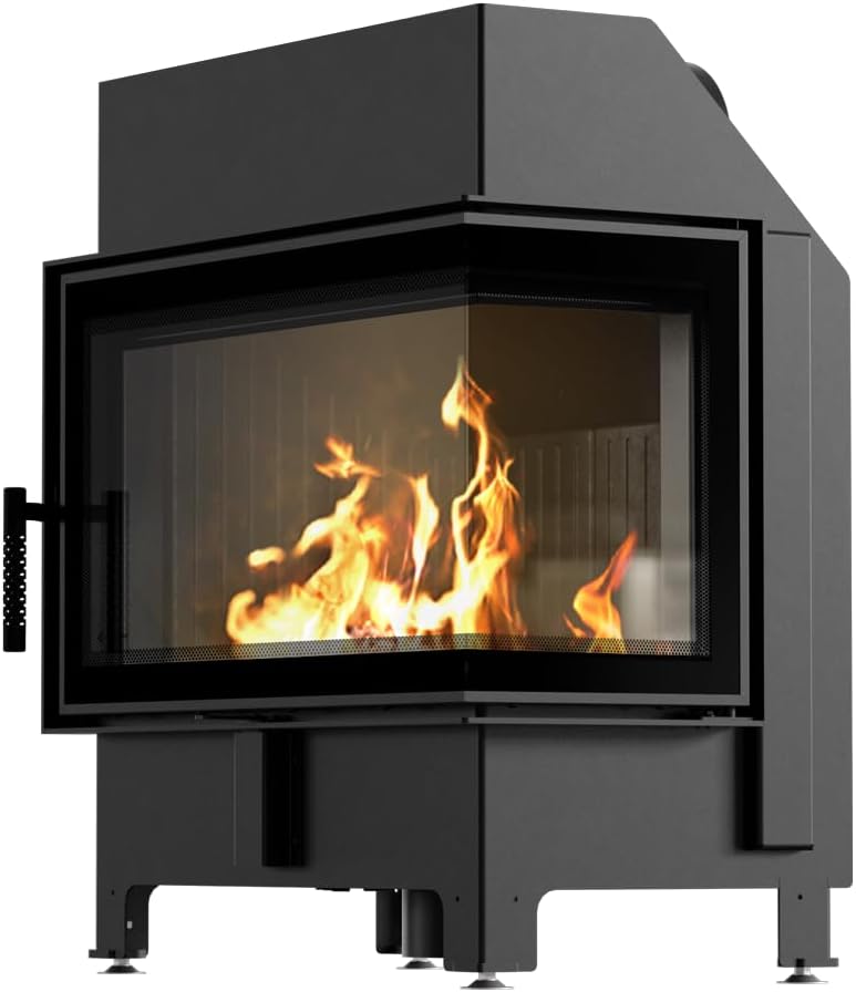 kratki Kaminofen, 9,9 kW, Schwarz, Kamineinsatz ZIBI ECO Ø 180 Eck rechts, e Verkleidung