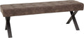 Hela Tische Sitzbank, 140x45x48 cm, Braun/Anthrazit, Esszimmerbank Donna, Bezug Softex Vintageoptik Braun, X-Metallgestell Anthrazit