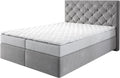 DELIFE Boxspringbett, 140x200 cm, Grau, Dream-Great Mikrofaser mit Matratze und Topper