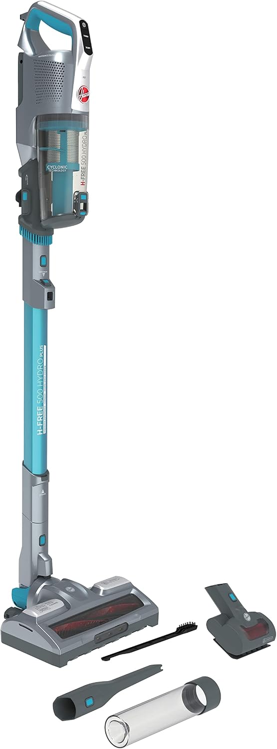 Hoover Staubsauger, Schwarz, H-Free 500 Hydro Plus Akku Saugwischer mit Licht, 3-in-1 mit Wischfunktion & Handsauger