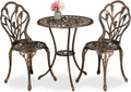 Relaxdays Gartenmöbel-Set, schwarz, Gartenmöbel Set 3-teilig, Tisch, 2 Stühle, Aluguss, Balkonmöbel Antikdesign