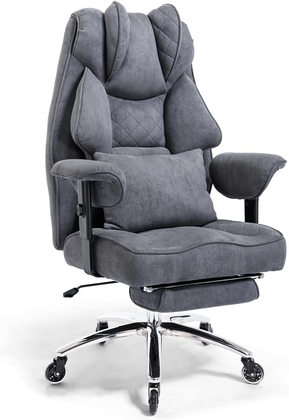 Sofa Asukale, 200 kg, Schwarz/Grau, Plus Ergonomischer Chefsessel Bürostuhl, Hohe Rückenlehne