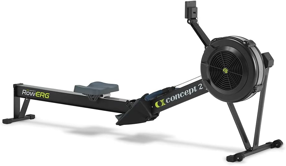 Concept2 Monitor, Schwarz, RowErg mit Standardbeinen, Rudergerät Modell D, Luftwiderstand