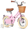 Glerc Fahrrad, 20 Zoll, Rosa/Beige, 12- Kinder mit Korb, für Jungen und Mädchen im Alter von 3 bis 12 Jahren, mit Klingel und Stützrädern