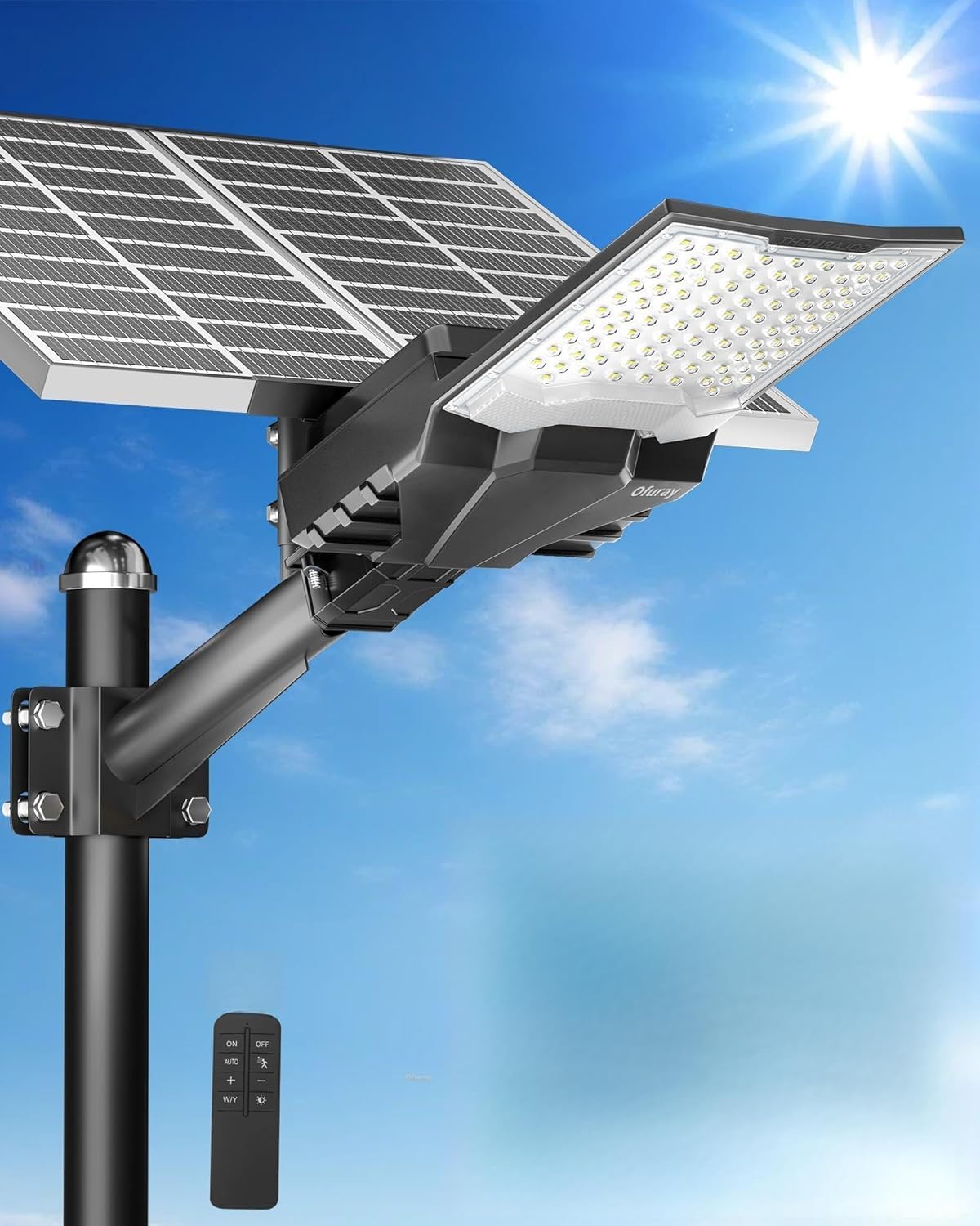 Ofuray Sicherheitsbeleuchtung, 8200 W, Grau, OL- Solar Straßenlaterne für Außen, Solarlampen für Außen, 6500K Led Superhelle Solar Strahler Aussen