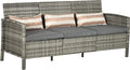 Sofa Outsunny, 173 x 68 x 78 cm, Grau, Rattan mit Kissen, Dreisitzer, Garten Lounge, Stahl