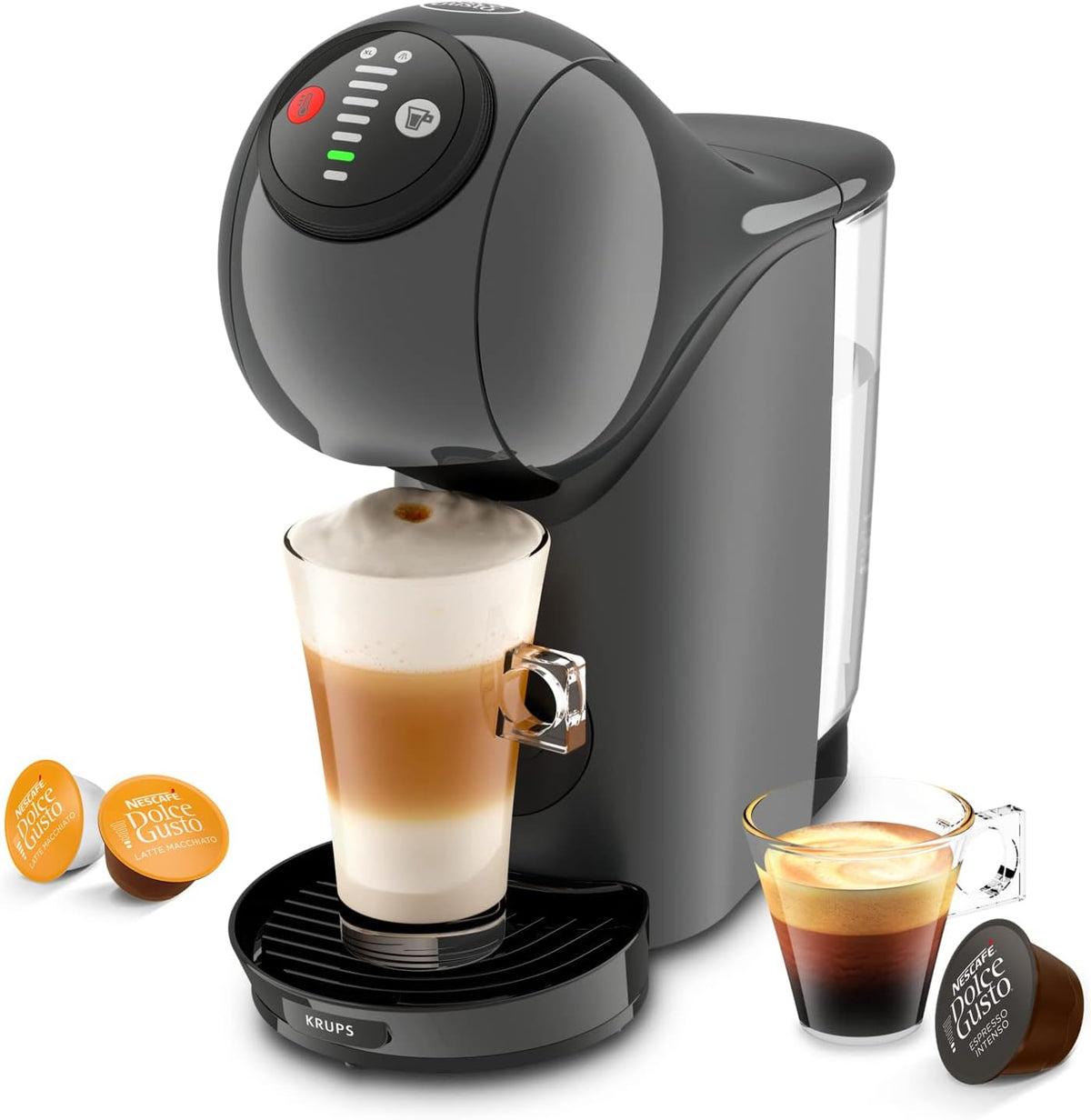 KRUPS Kaffeemaschine, 15 Bar, anthrazit, NESCAFÉ Dolce Gusto Genio S by, Kaffeekapselmaschine, ultra-kompakt, Hochdruck