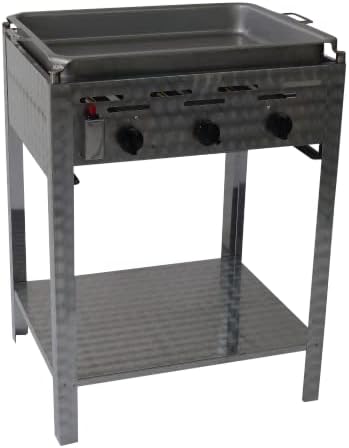 PA Gastrobräter Gasgrill, Silber, / 3-flammig mit Pfanne