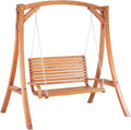 Beliani Hollywoodschaukeln, Holz., Grau, Trendy Gartenschaukel mit Gestell Akazienholz Dunkelbraun
