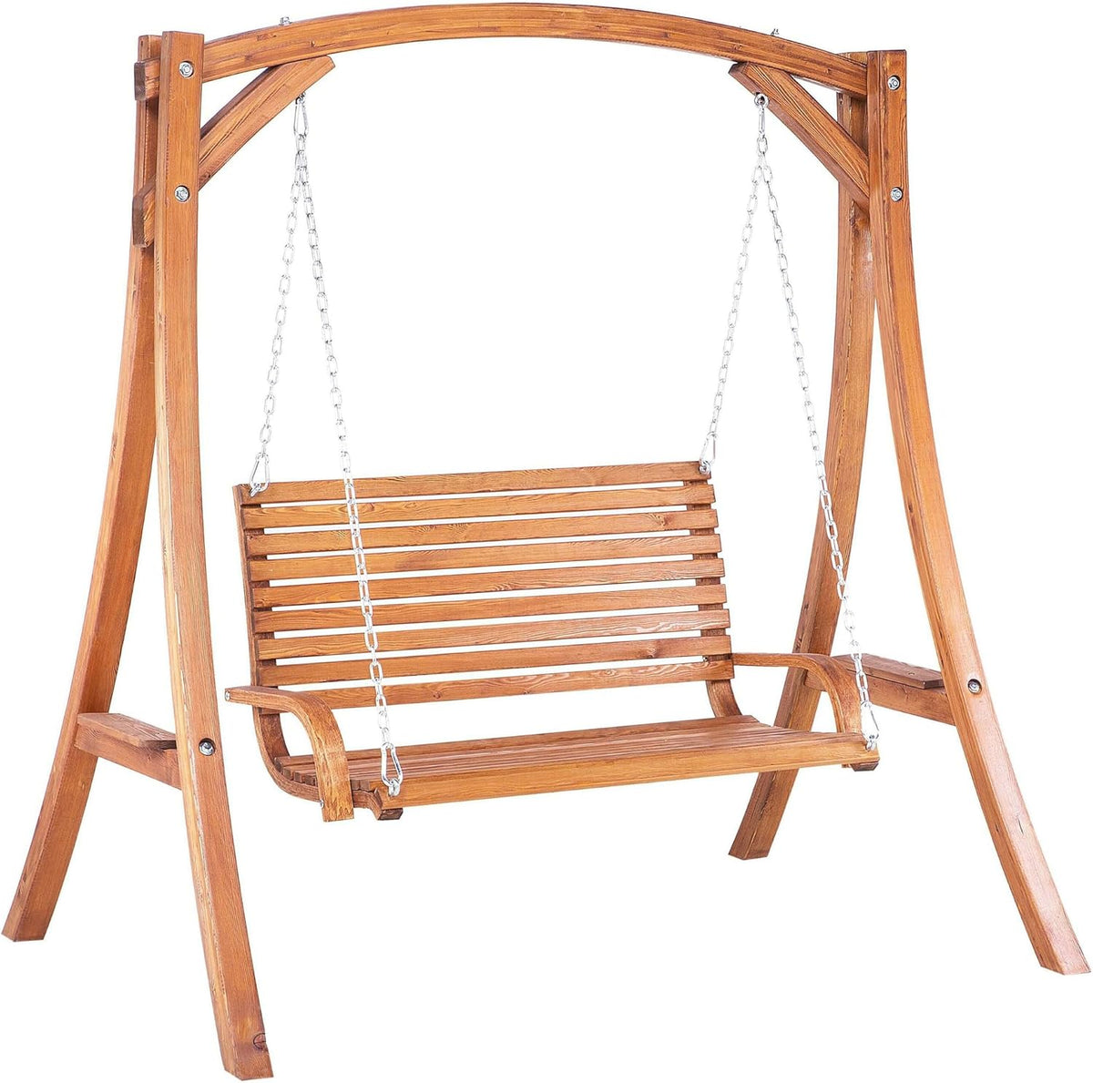 Beliani Hollywoodschaukeln, Holz., Grau, Trendy Gartenschaukel mit Gestell Akazienholz Dunkelbraun