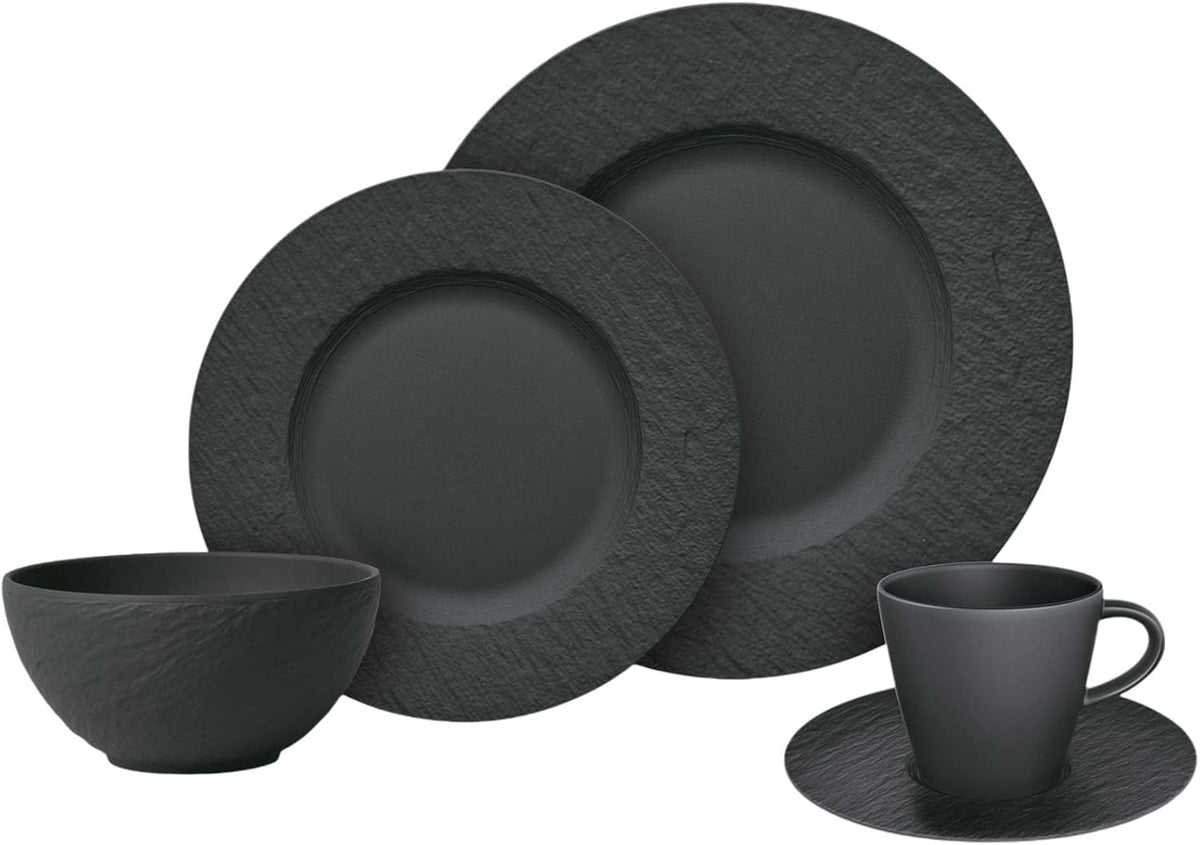 Villeroy & Boch Kombiservice 20-tlg. Manufacture Rock Mikrowelle, Schwarz, Kombi-Set, 20 ., Geschirr Set Für 4 Personen